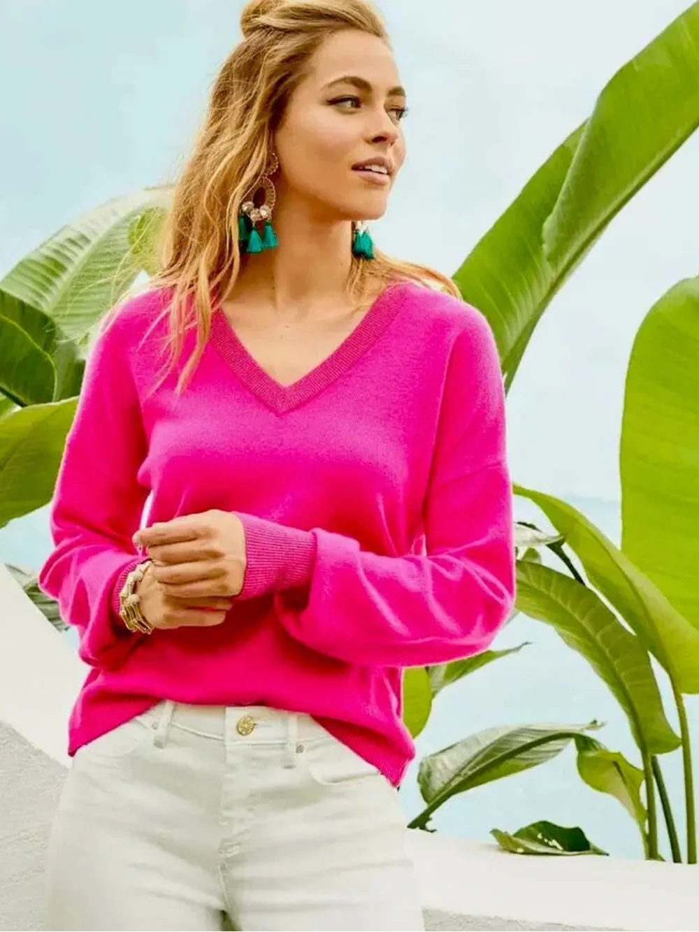 Lilly Pulitzer Jasmina Cashmere Sweater Bougainvillea Pink Size XS